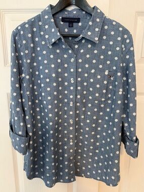 Tommy Hilfiger Light Blue Polka Dot Chambray Shirt